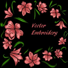 Foto op Canvas embroidery flowers vector © artabramova