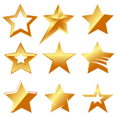 Obraz premium Set of different golden stars vector illustration
