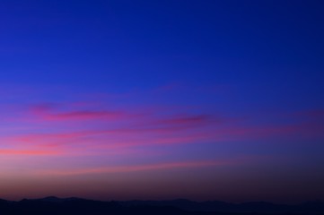 Beautiful silhouette landscape at night on a meadow on early winter