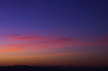 Beautiful silhouette landscape at night on a meadow on early winter