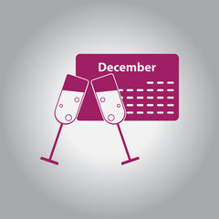 christmas calendar Vector illustration christmas calendar and two glasses of champagne