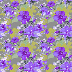 Watercolor seamless pattern of red flowers