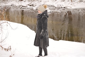 woman nature winter
