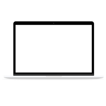 laptop pc vector drawing flat design blank screen on white background