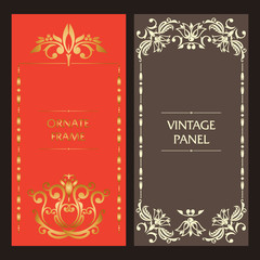 Ornate vintage cards. Set of vector labels,  label frame design. Vector border with place for text