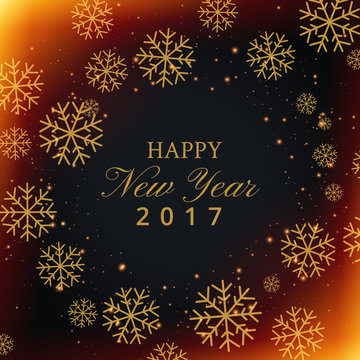 beautiful snowflakes background with happy new year text