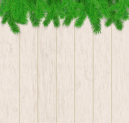 wood texture with fir branches
