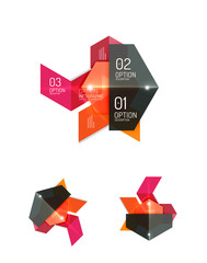 Set of abstract geometric paper graphic layouts