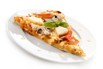 Piece of pizza on white background 
