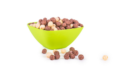 dry cereal for breakfast, isolated on white