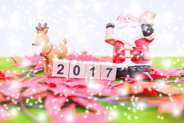 Obraz premium Merry Christmas and happy new year background and number 2017 t