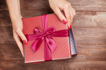 Opening christmas or valentines day gift