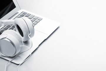 Headphones and laptop