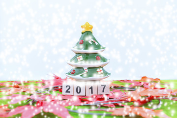 Merry Christmas and happy new year background  and number 2017 t