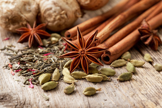 ingredients for tea with spices