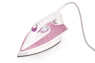 Modern steam flat iron isolated on white background.
