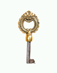 Very decorative steel and brass antique key.