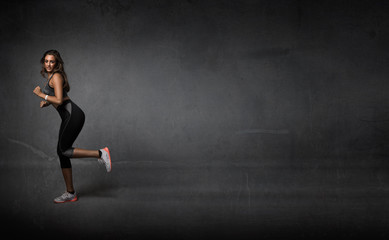 girl running with copyspace behind