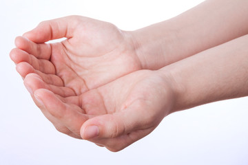 Open hands, close together with palms up. Concept for charity, receiving, giving, holding, begging, showing.