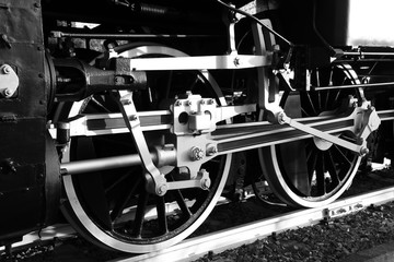 Steam Locomotive in Japan. Black and White Photos.