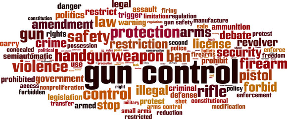 Gun control word cloud concept. Vector illustration