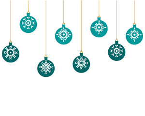Hanging Christmas ornaments with snowflakes