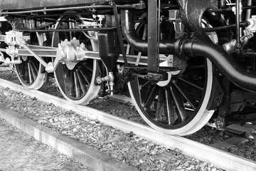 Fototapeta premium Steam Locomotive in Japan. Black and White Photos.