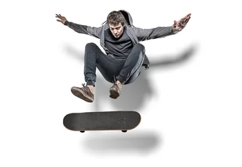 Fotobehang Skateboard Jumping skateboarder isolated  © 27mistral