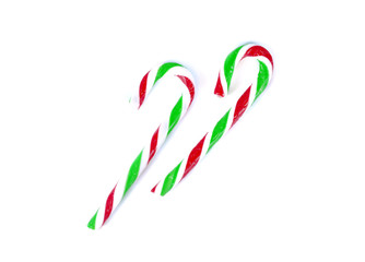 christmas Mint cane candy close up on white