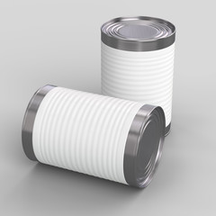 Cylindrical tin can with blank label.