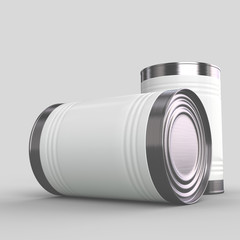 Cylindrical tin can with blank label.