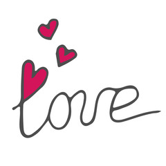 Love lettering isolated on the white background