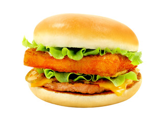 Photos big tasty burger with fish