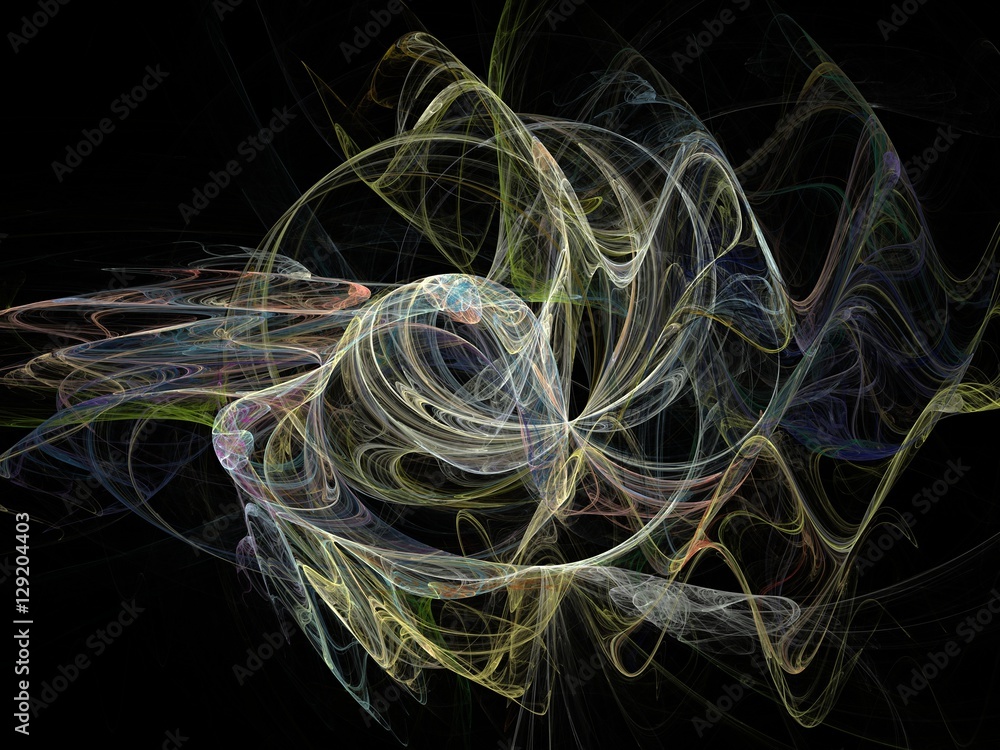 Poster abstract fractal pattern with yellow