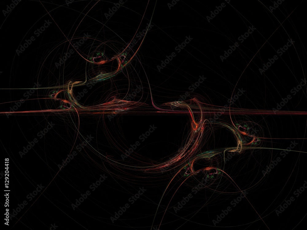 Poster abstract fractal with a red pattern