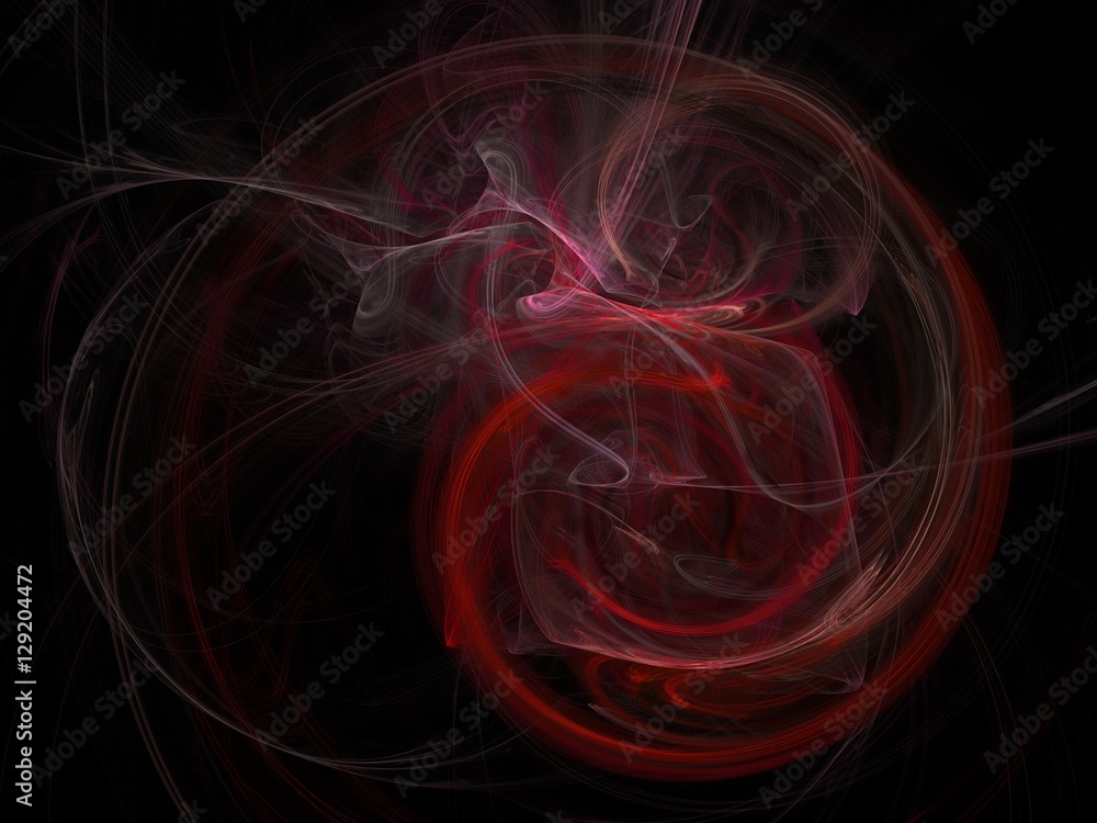 Poster abstract fractal with a red pattern