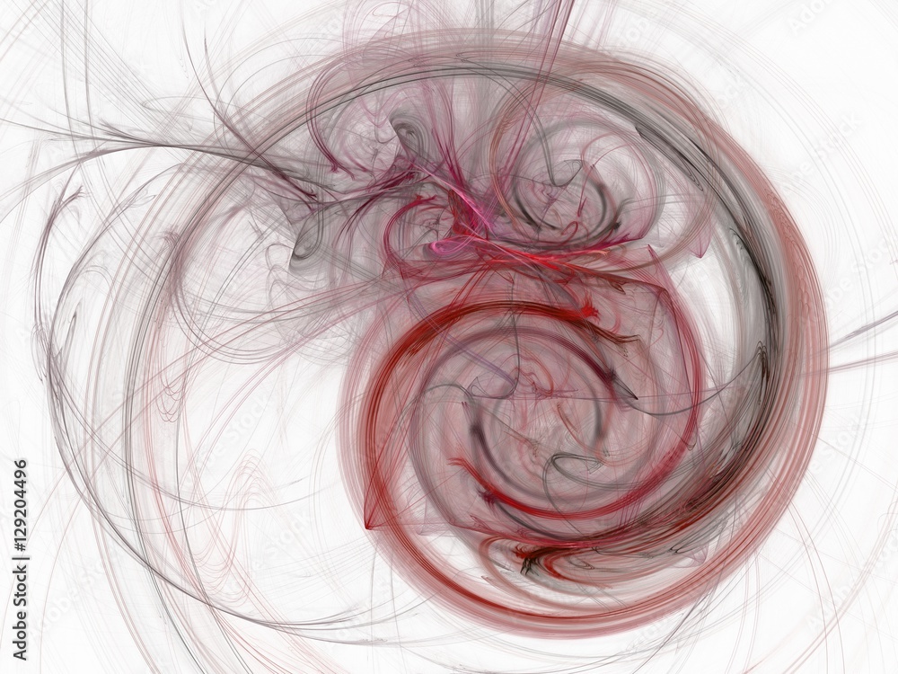 Poster abstract fractal with a red pattern