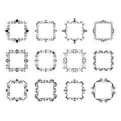 Vintage style square frames collection. Decorative frame set for your design for any holiday 