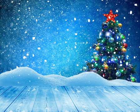 Merry Christmas and happy New Year greeting background 