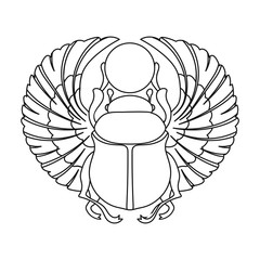 Scarab icon in outline style isolated on white background. Ancient Egypt symbol stock vector illustration. - obrazy, fototapety, plakaty