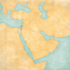 Map of Middle East - Israel with West Bank and Gaza