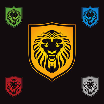 lion logo,lion head ,silhouette carnivore, lion security, vector logo design