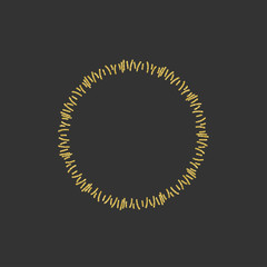 gold shining glitter round new year frame with a blank center for text or logo. element of the logo. vector illustration.