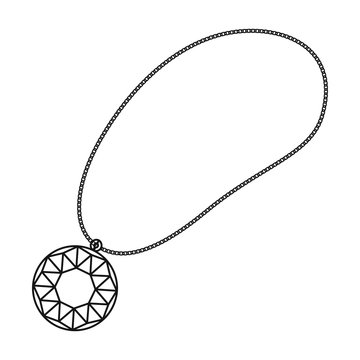 recommend clip art: Necklace with gem icon in outline style isolated on white background. Jewelry and accessories symbol stock vector illustration.