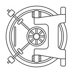 Bank vault icon in outline style isolated on white background. Money and finance symbol stock vector illustration.
