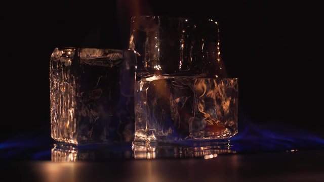 Blue flame and melting ice