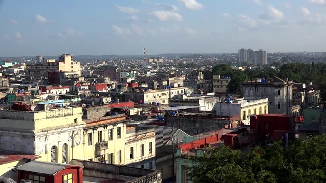 Skyline of the central Havana city with the Regla industry at background.