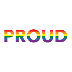 Proud: Rainbow color calligraphy