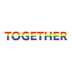 Together: Rainbow color calligraphy