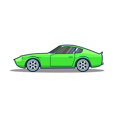 Plakat Vector old japan sport car. Green cartoon car. Side view.